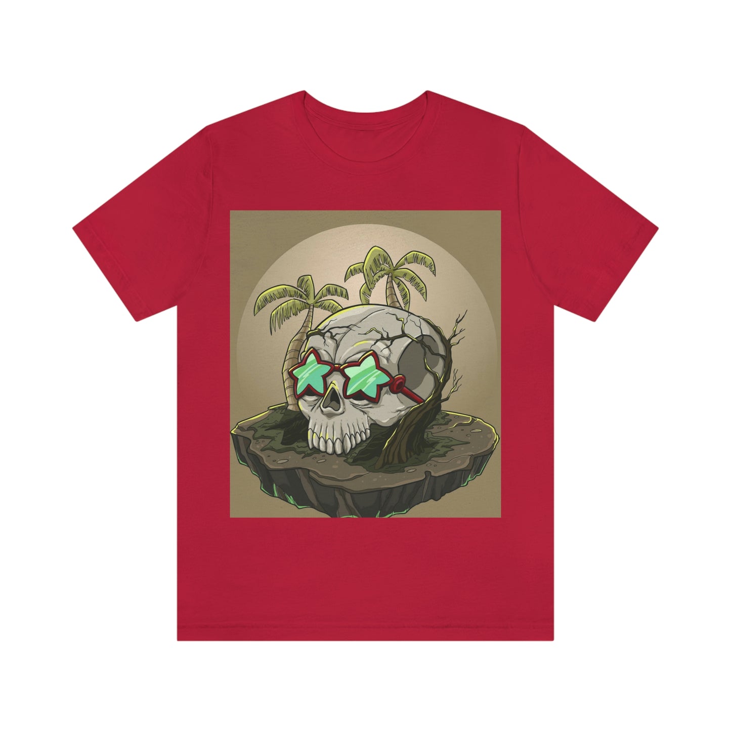 Tropical Island & Skull, Unisex Jersey Short Sleeve Tee