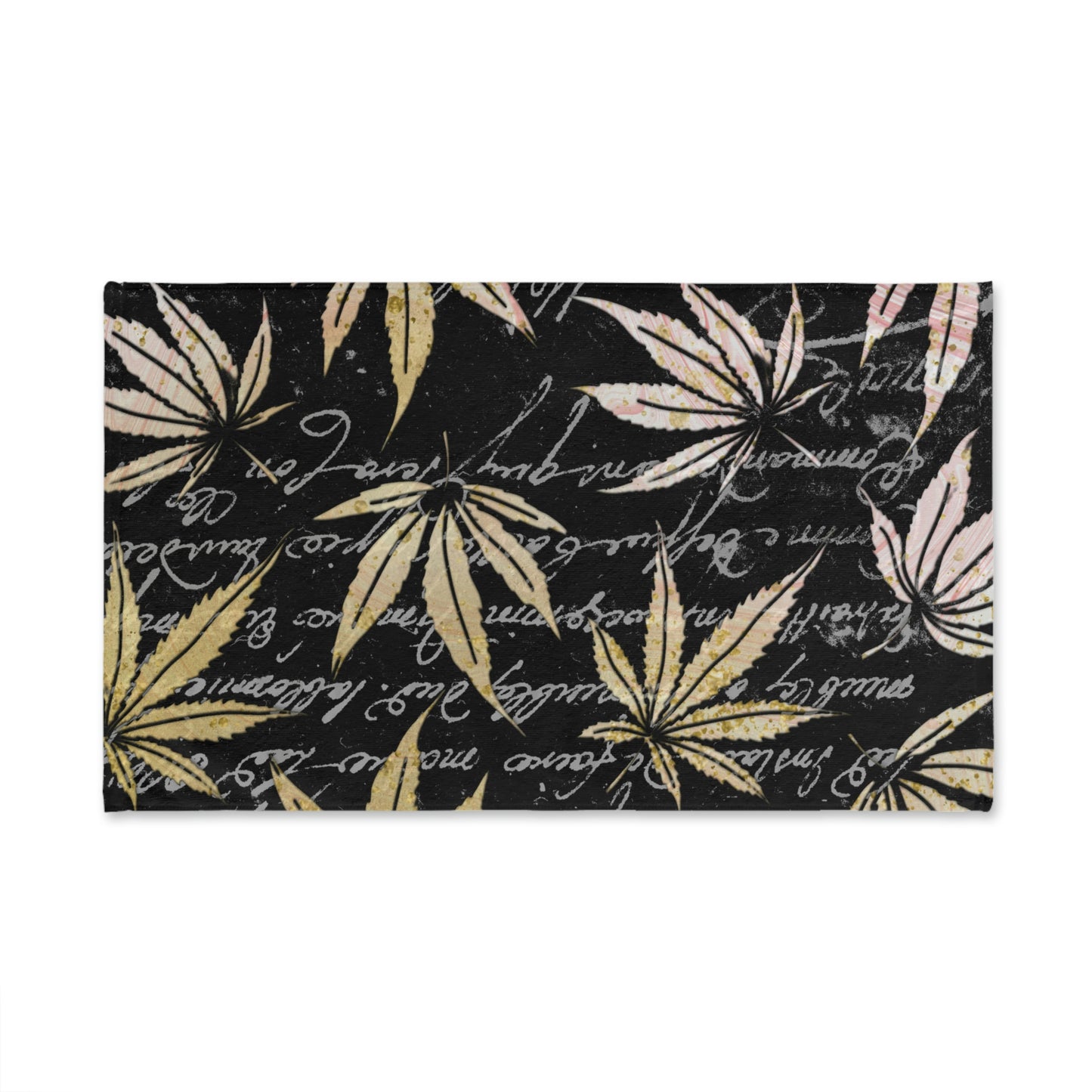 Gold And Black 420 Weed Pot Marijuana Leaf Hand Towel