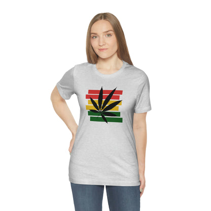 Pot Leaf With Classic Colors, Yellow, Green, Yellow, Unisex Jersey Short Sleeve Tee