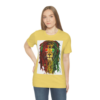 Reggae Lion With Dread locks, Unisex Jersey Short Sleeve Tee