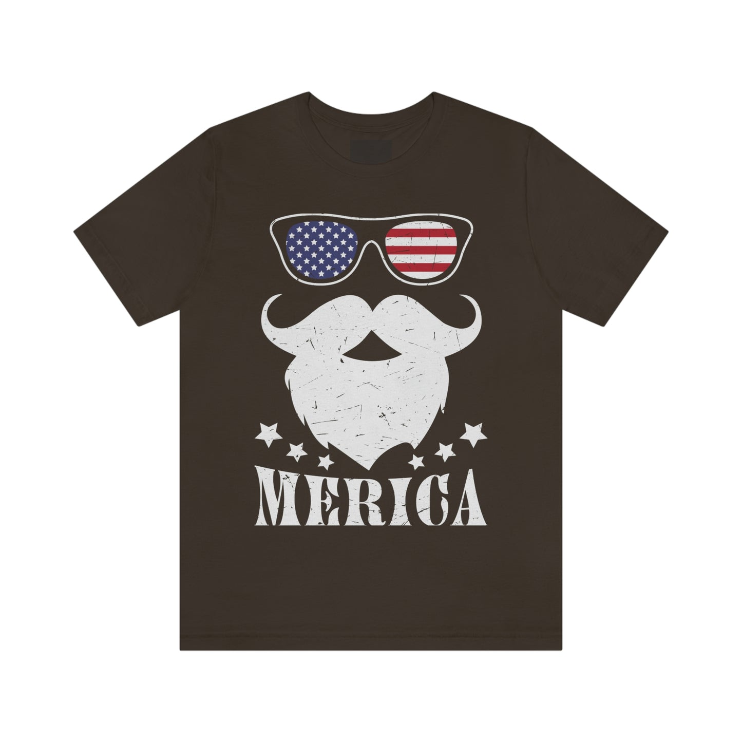 American Flag Sunglass Beard And Merican With Stars Unisex Jersey Short Sleeve Tee