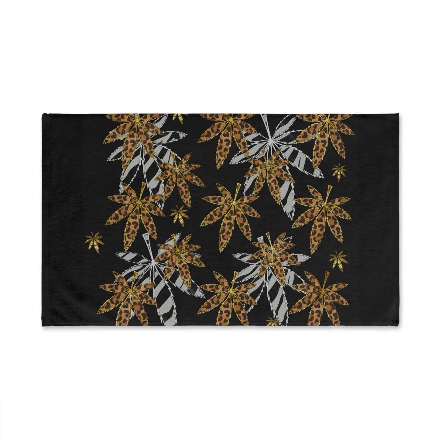 Gold And Zebra Marijuana Pot Weed Leaf 420 Marijuana Leaf Hand Towel