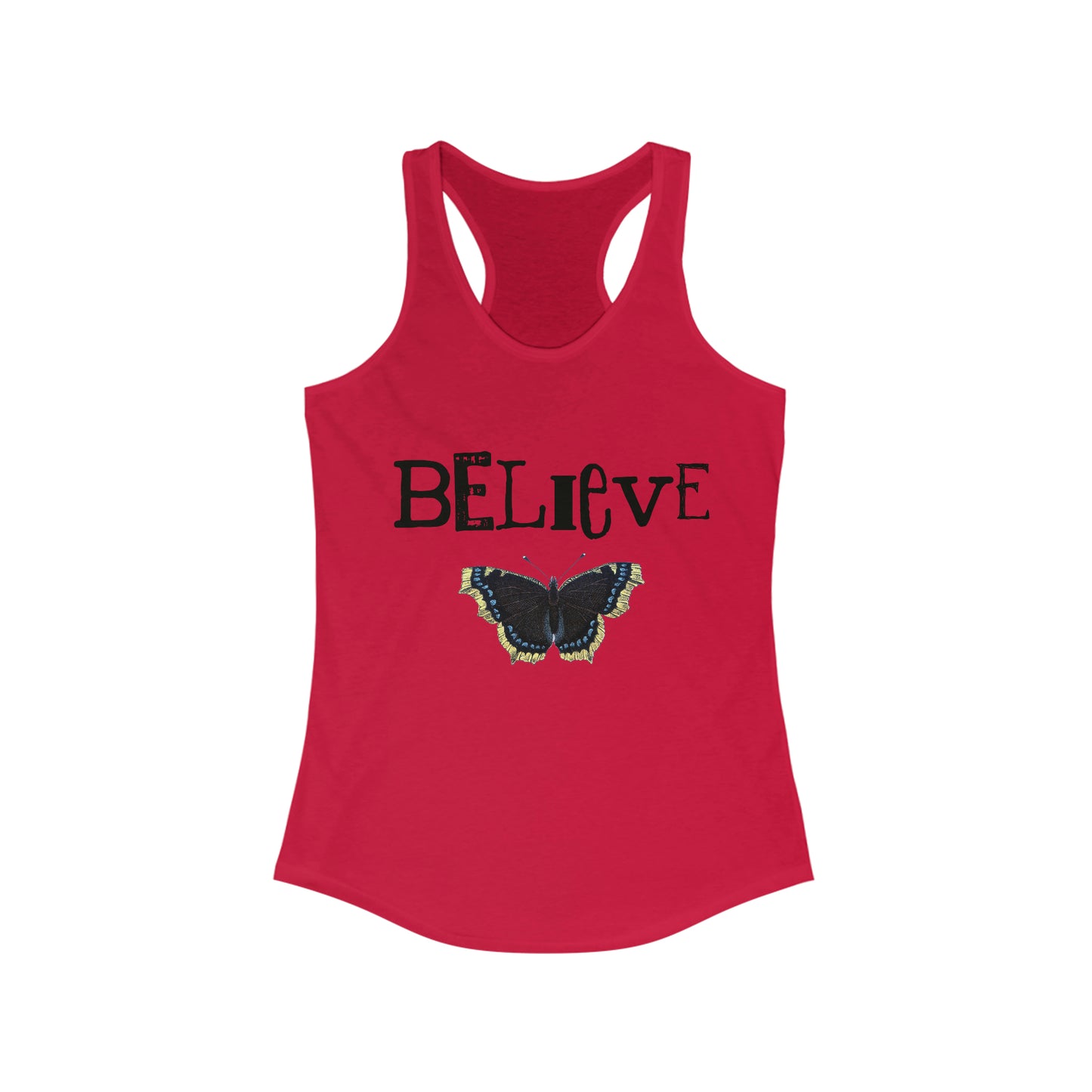 Believe Word With Butterfly Women's Ideal Racerback Tank