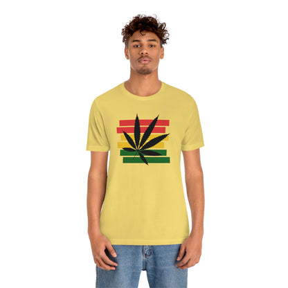 Pot Leaf With Classic Colors, Yellow, Green, Yellow, Unisex Jersey Short Sleeve Tee