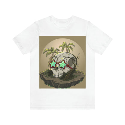 Tropical Island & Skull, Unisex Jersey Short Sleeve Tee