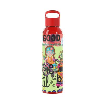 You Good Sis ? Mental Health Awareness Hippie Chic , Wheelchair Green Background Sky Water Bottle