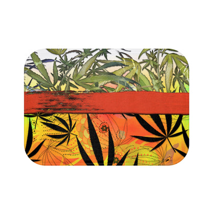 Beautiful Redish Orange Banded Marijuana 420 Pot Weed Leaf Bathmat