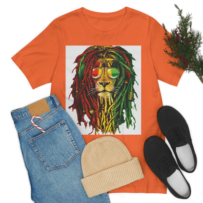 Reggae Lion With Dread locks, Unisex Jersey Short Sleeve Tee