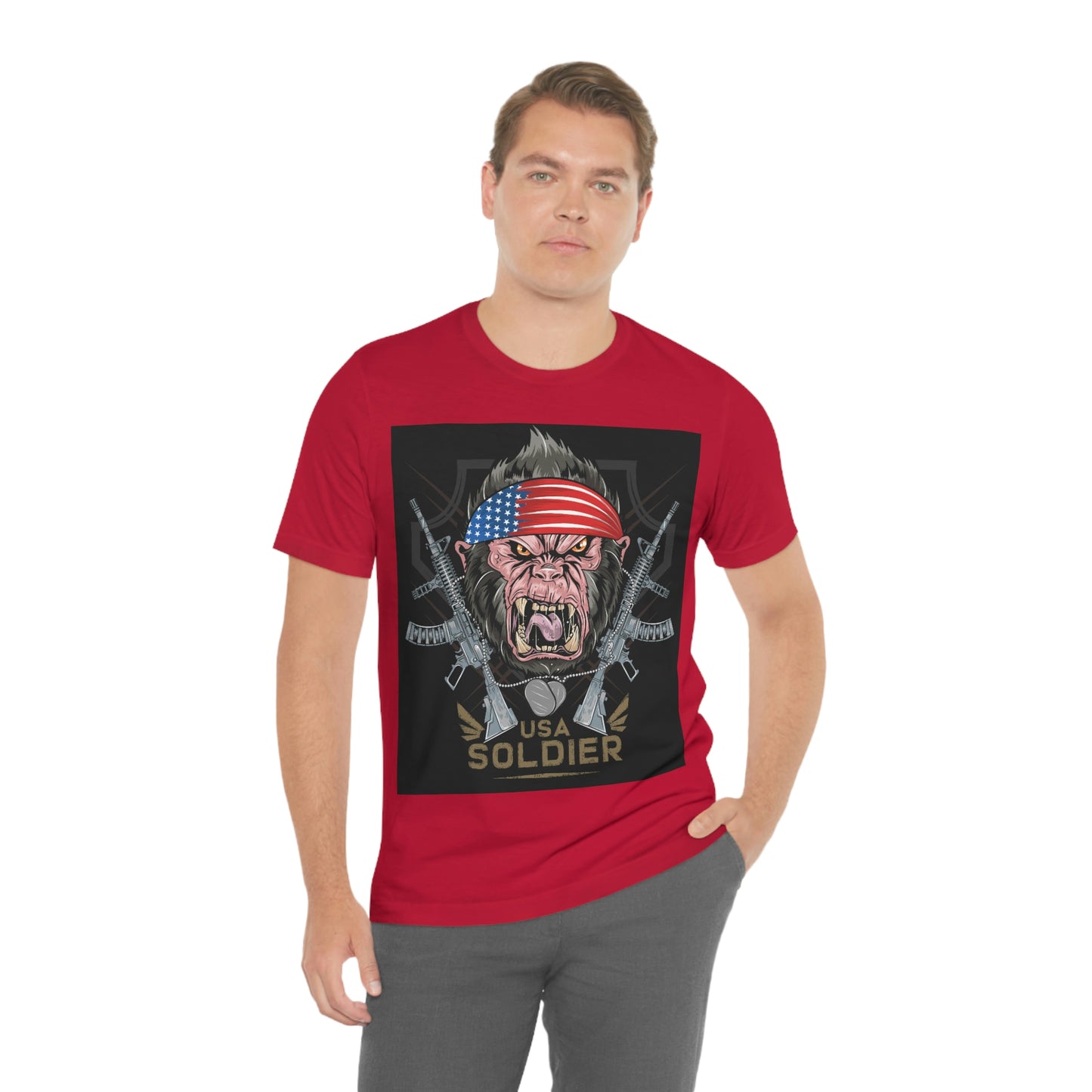 Angry Gorilla USA Soldier, Unisex Jersey Short Sleeve Tee