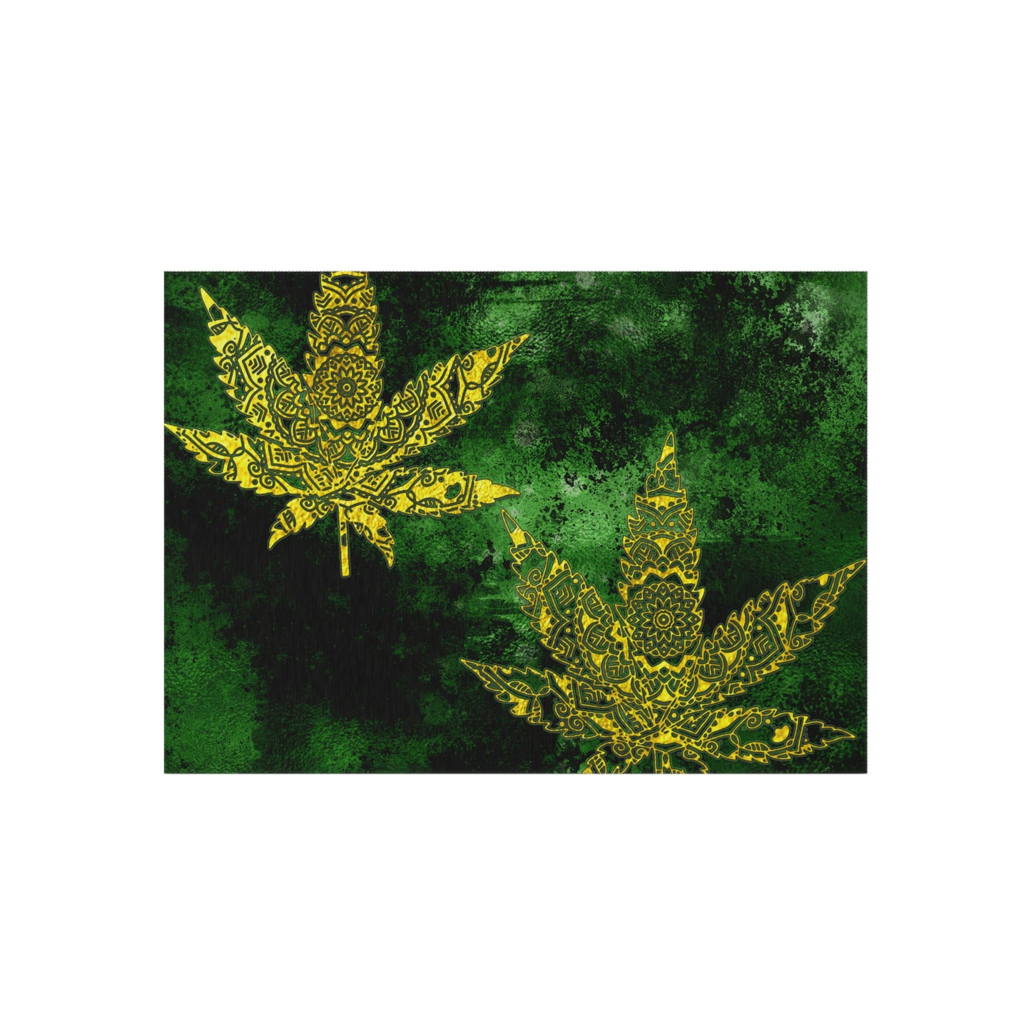 Gorgeous Designed Gold Leaf With multigreen Background Marijuana Pot Weed 420 Outdoor Rug