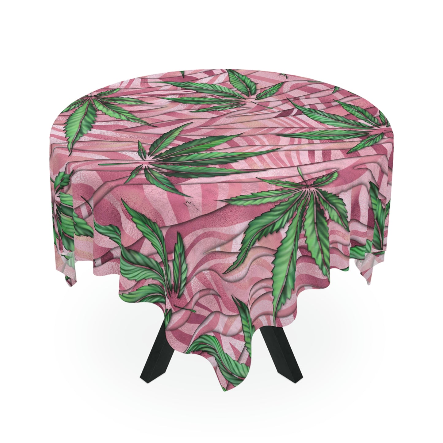 Beautifully Pink And Green Gorgeous Designed Marijuana 420 Weed Leaf Tablecloth