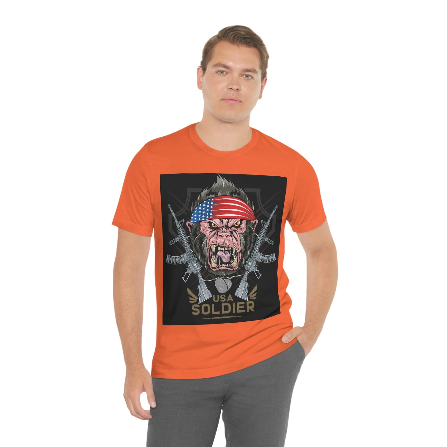 Angry Gorilla USA Soldier, Unisex Jersey Short Sleeve Tee