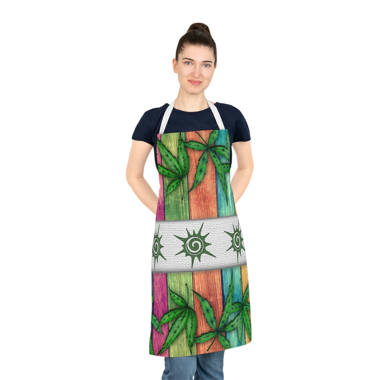 Beautiful Pink Blue Purple Multicolored 420 Weed Pot Marijuana Leaf Adult Apron