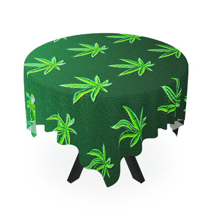 Green Leaf Marijuana Pot Weed Leaf 420 Tablecloth