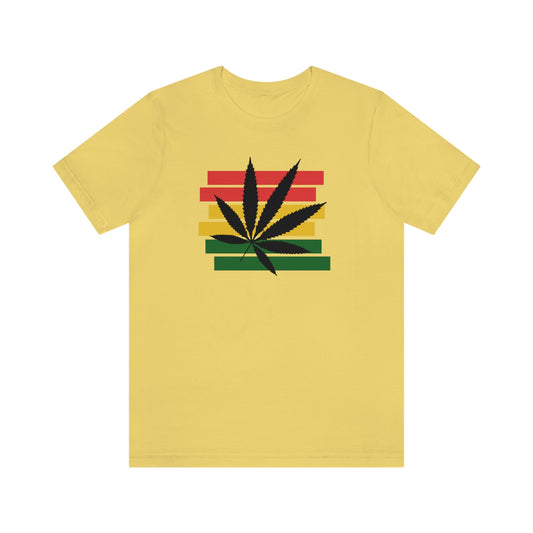 Pot Leaf With Classic Colors, Yellow, Green, Yellow, Unisex Jersey Short Sleeve Tee