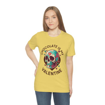 Chocolate Is My Friend My Valentine Skull Unisex Jersey Short Sleeve Tee