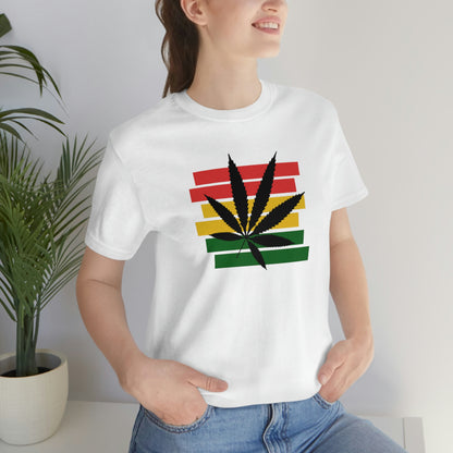 Pot Leaf With Classic Colors, Yellow, Green, Yellow, Unisex Jersey Short Sleeve Tee