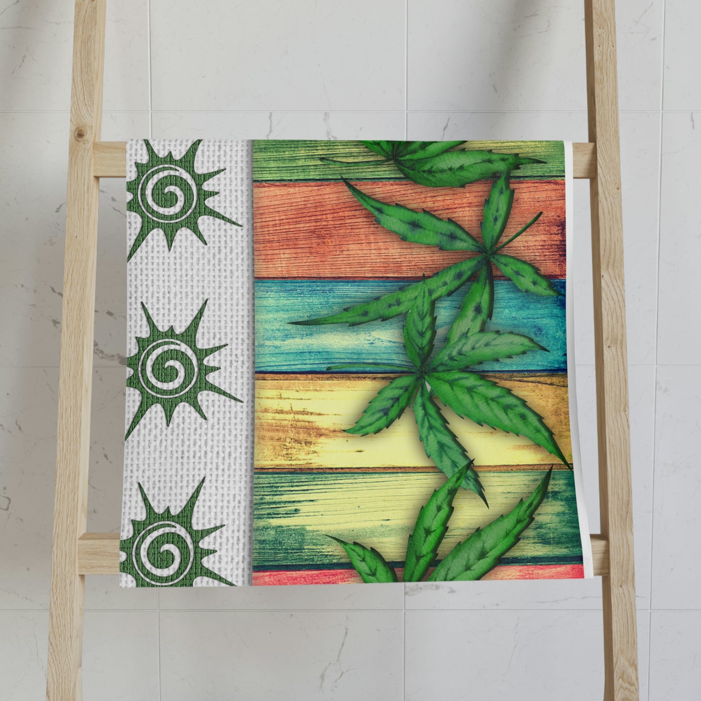 Beautiful Multicolored 420 Weed Pot Marijuana Leaf Hand Towel