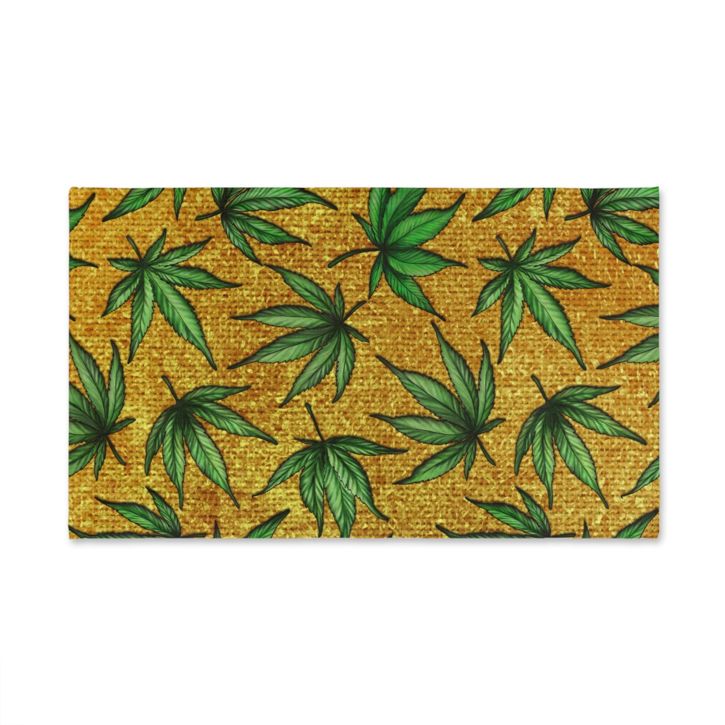 Gold And Green Marijuana Pot Weed Leaf With Gold Background 420 Towel