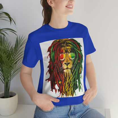 Reggae Lion With Dread locks, Unisex Jersey Short Sleeve Tee