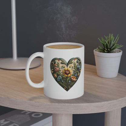 Intricate Hearts by Heron Lake Print 4 White Mug, 11oz