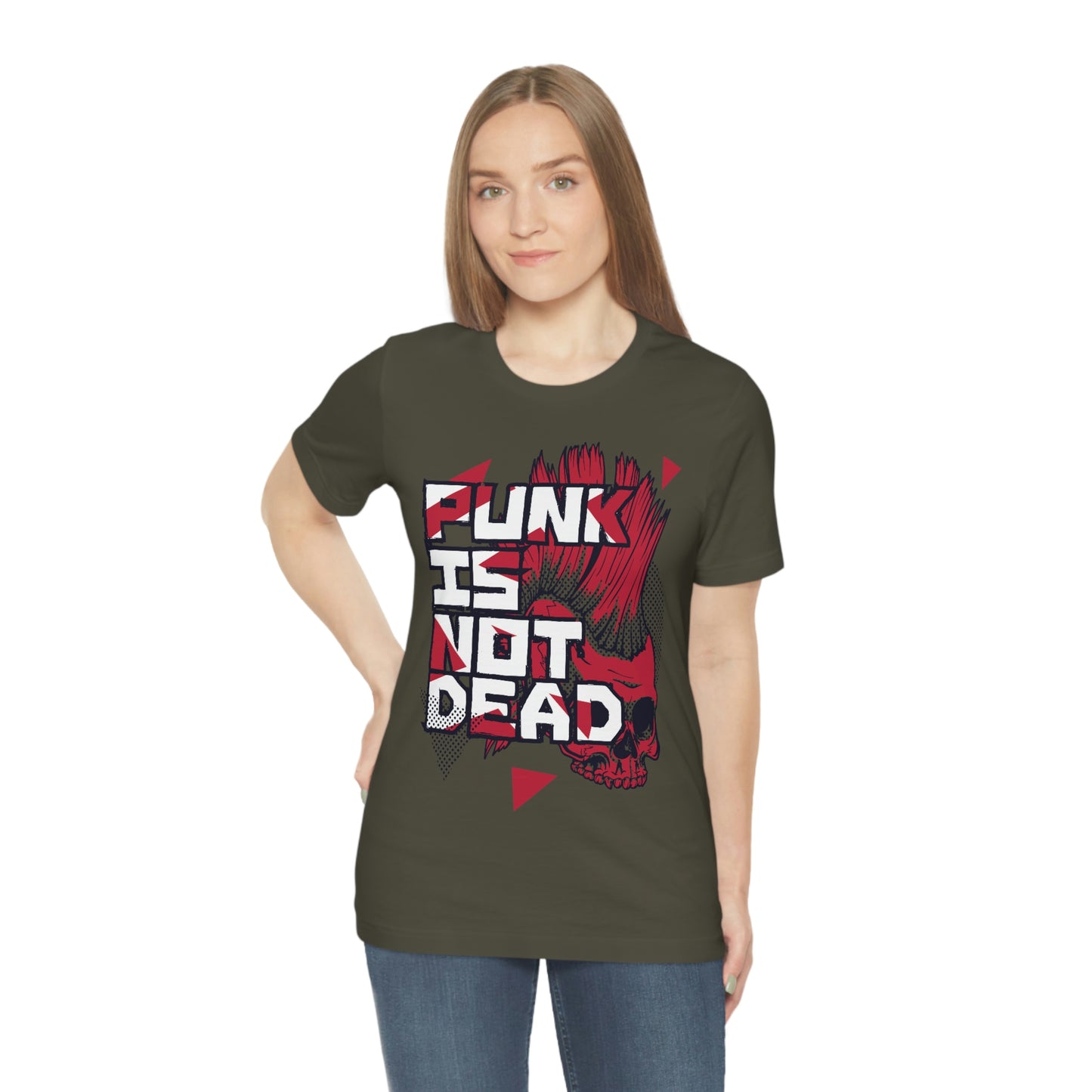 Punk Mohawk Skull, Punk Is Not Dead, Unisex Jersey Short Sleeve Tee