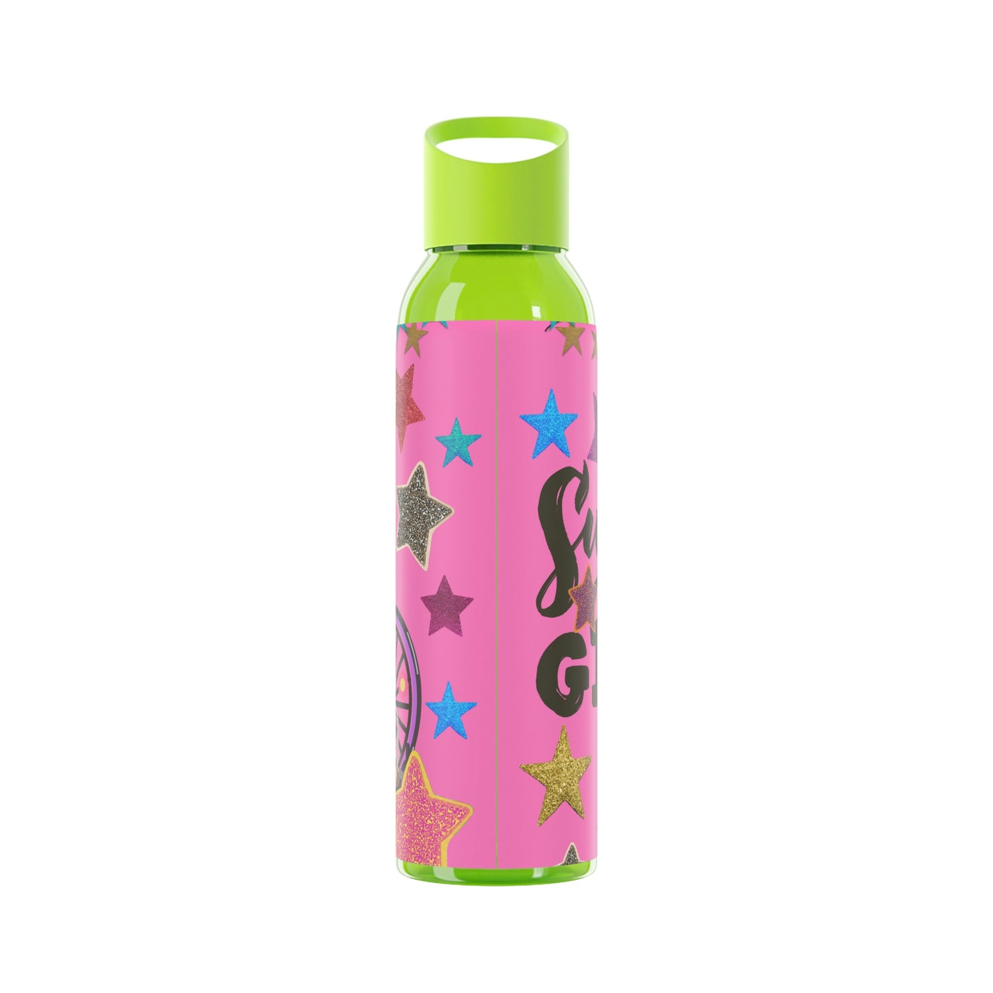 Super Girl Hippie Chic , Wheelchair Purple Background Sky Water Bottle