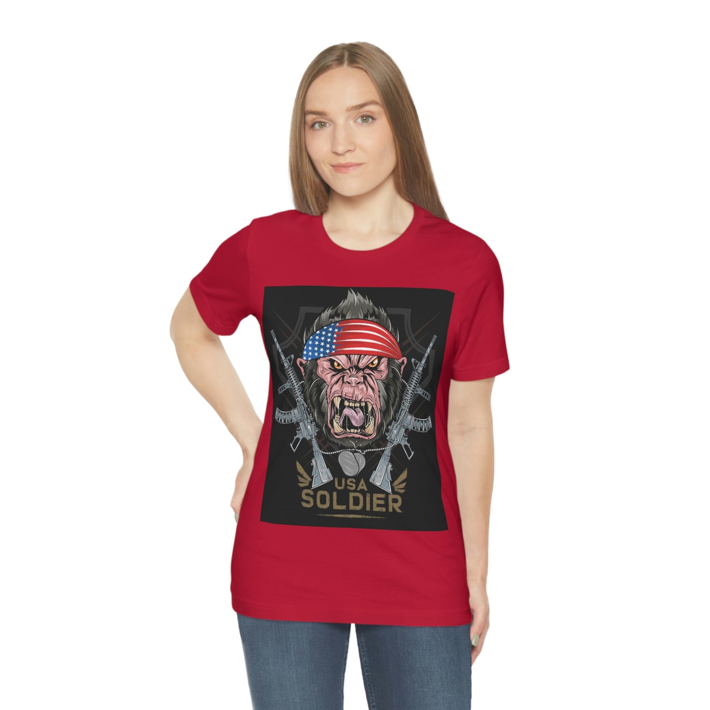 Angry Gorilla USA Soldier, Unisex Jersey Short Sleeve Tee