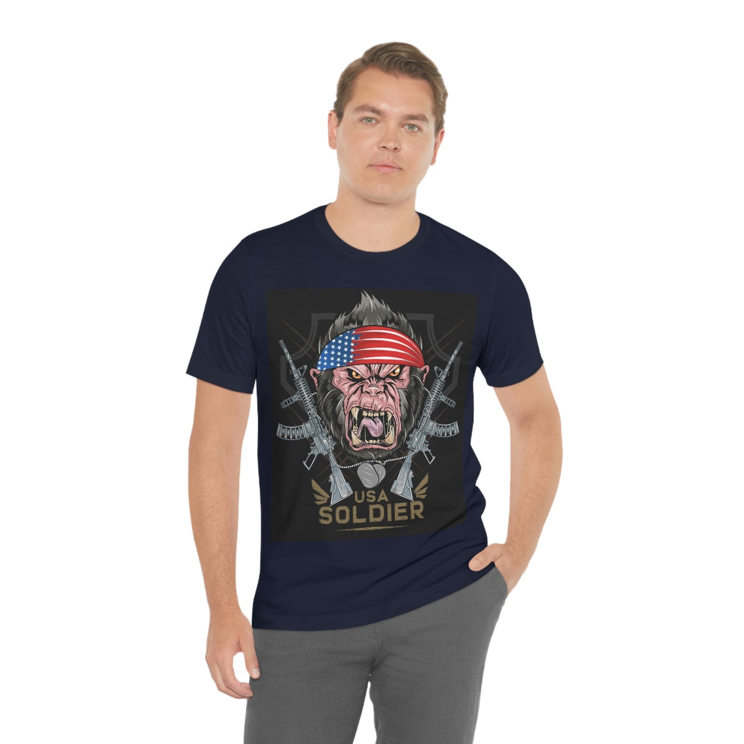 Angry Gorilla USA Soldier, Unisex Jersey Short Sleeve Tee