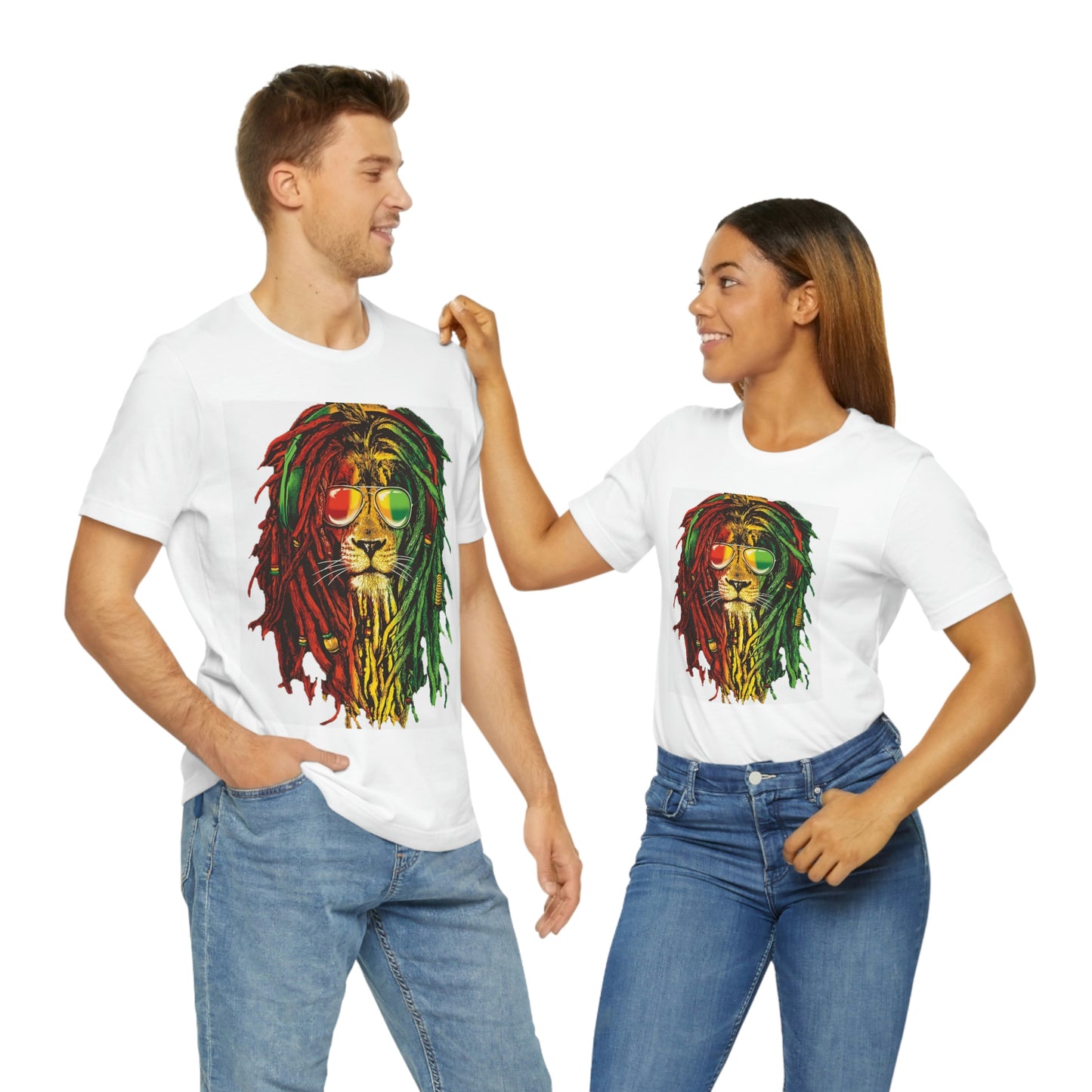 Reggae Lion With Dread locks, Unisex Jersey Short Sleeve Tee