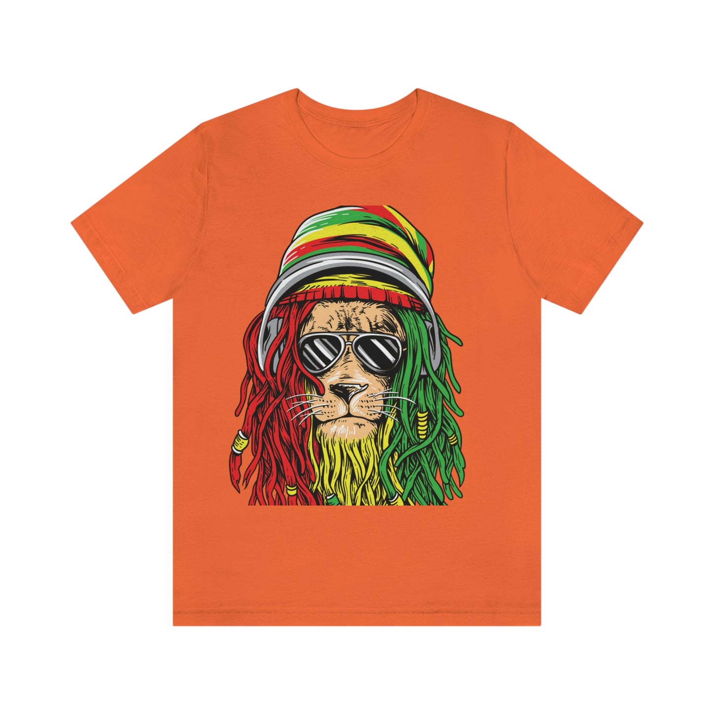 Reggae Lion With Dread locks with Hat, Unisex Jersey Short Sleeve Tee