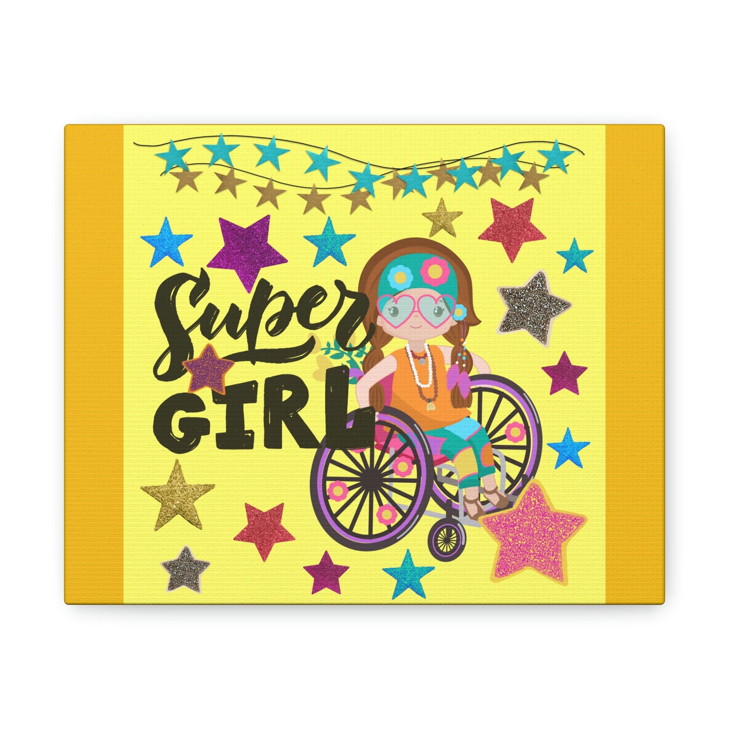 Super Girl Yellow, Girl In Wheelchair Collage Canvas Gallery Wraps