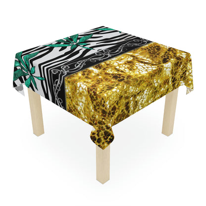 Gold And Zebra White And Black Marijuana Pot Weed Leaf 420 Weed Pot Marijuana Leaf Tablecloth