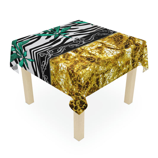 Gold And Zebra White And Black Marijuana Pot Weed Leaf 420 Weed Pot Marijuana Leaf Tablecloth