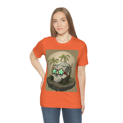 Tropical Island & Skull, Unisex Jersey Short Sleeve Tee