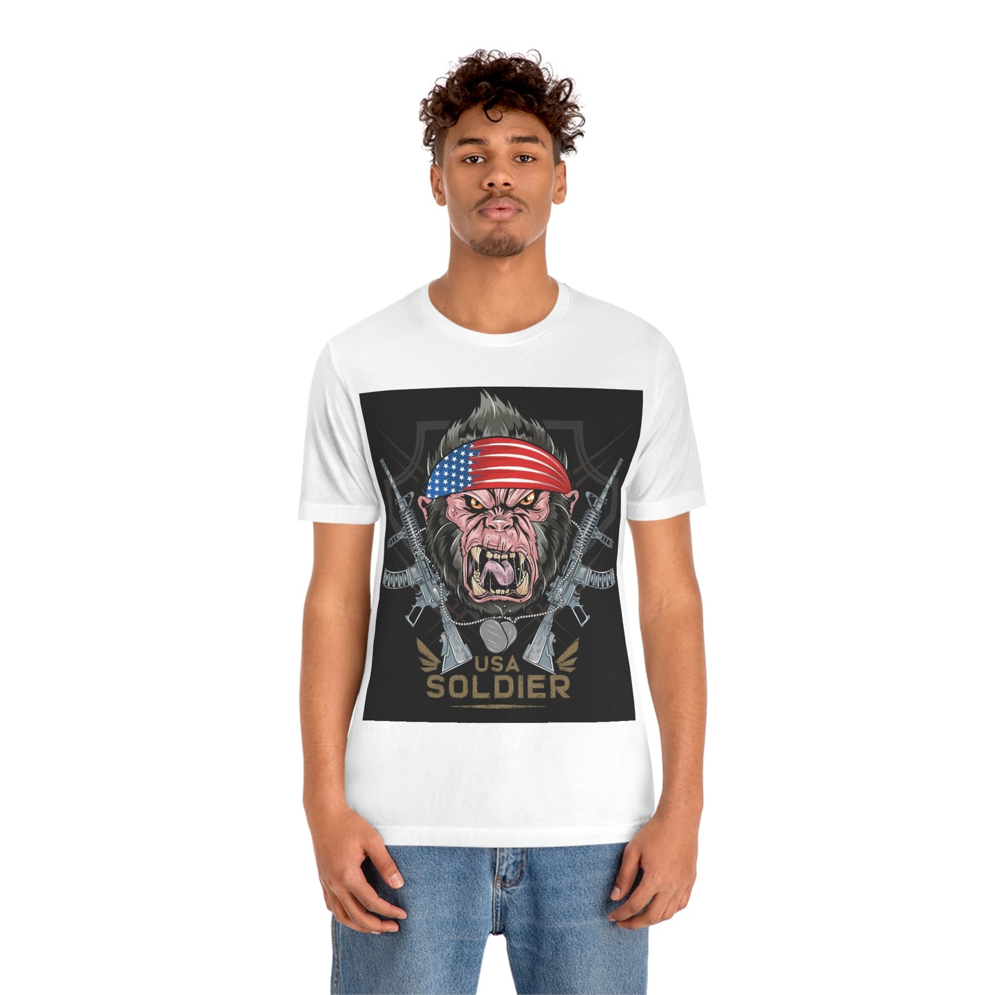 Angry Gorilla USA Soldier, Unisex Jersey Short Sleeve Tee