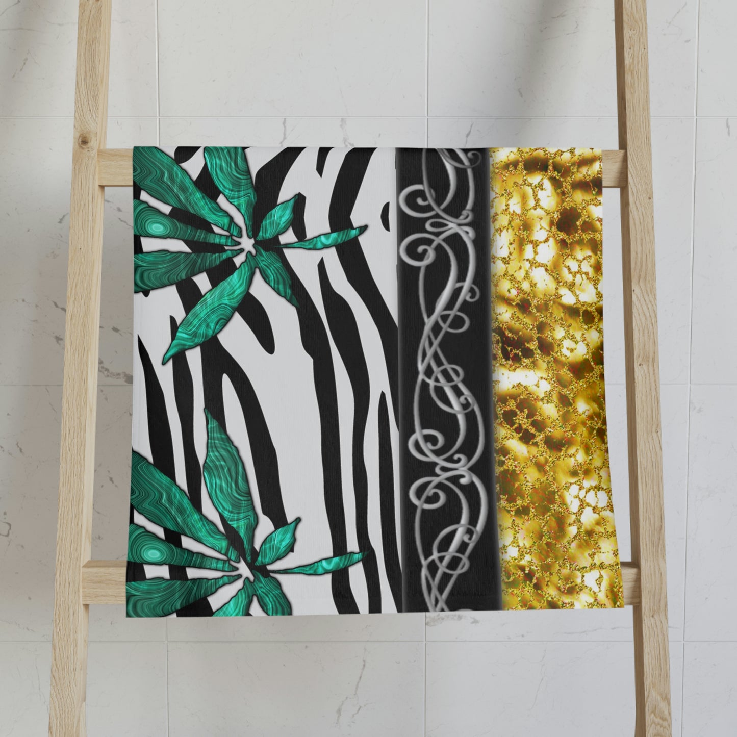 Gold And Zebra White And Black Marijuana Pot Weed Leaf 420Weed Pot Marijuana Leaf Hand Towel
