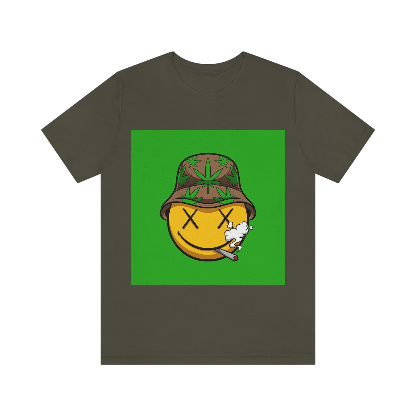 Blazed Happy Face With Hat & Pot Leafs, Unisex Jersey Short Sleeve Tee