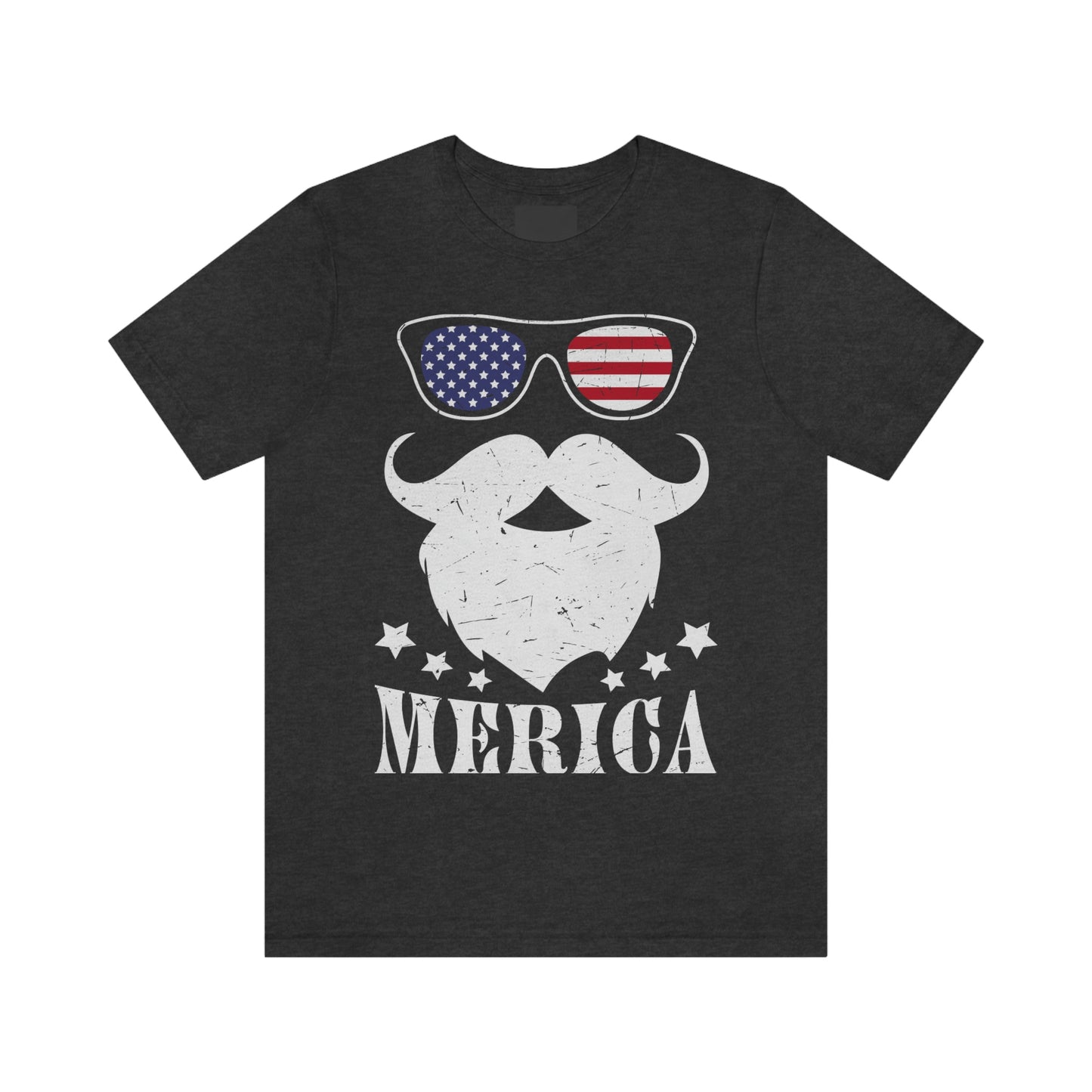 American Flag Sunglass Beard And Merican With Stars Unisex Jersey Short Sleeve Tee