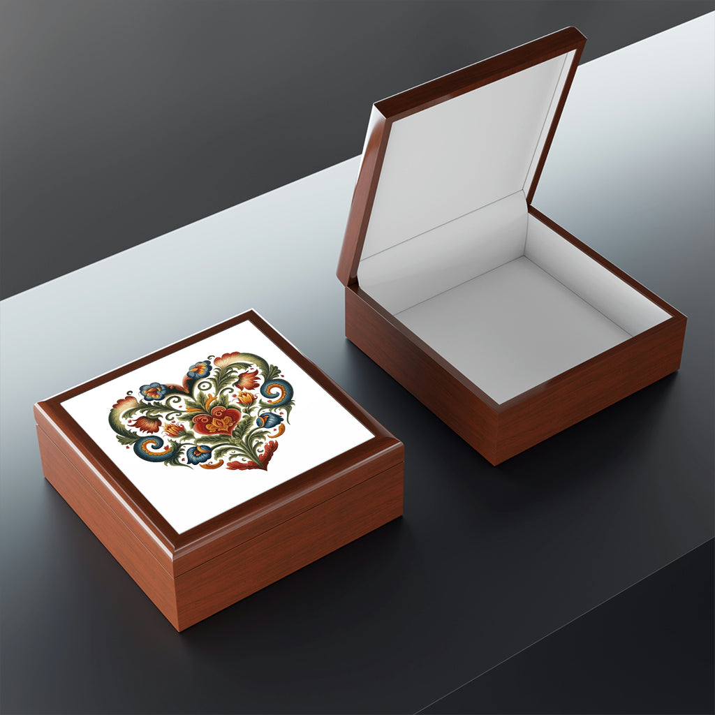 Intricate Hearts by Heron Lake Print 3 Jewelry Box
