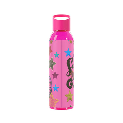 Super Girl Hippie Chic , Wheelchair Purple Background Sky Water Bottle