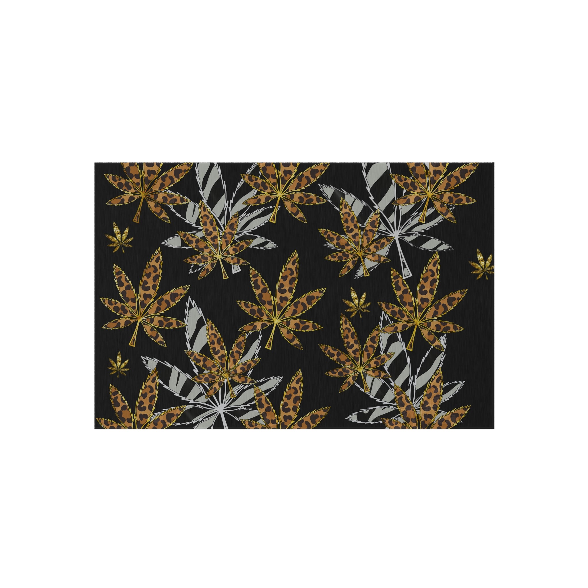 Gold And Zebra Marijuana Pot Weed Leaf 420 Marijuana Leaf Outdoor Rug