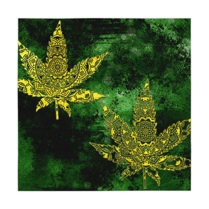 Gorgeous Designed Gold Leaf With multigreen Background Marijuana Pot Weed 420 Tablecloth