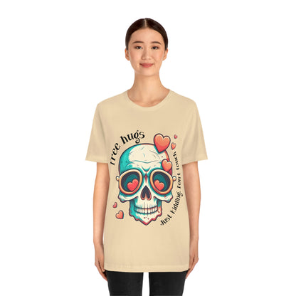 Free Hugs, Just Kidding Don't Touch Me skull With Glasses Unisex Jersey Short Sleeve Tee