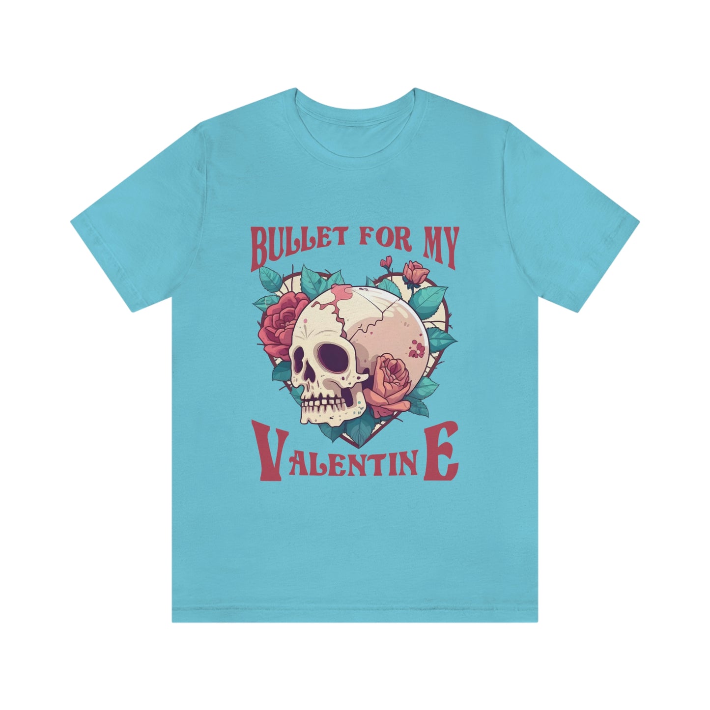 Bullet For My Valentine Skull With Red Roses Unisex Jersey Short Sleeve Tee