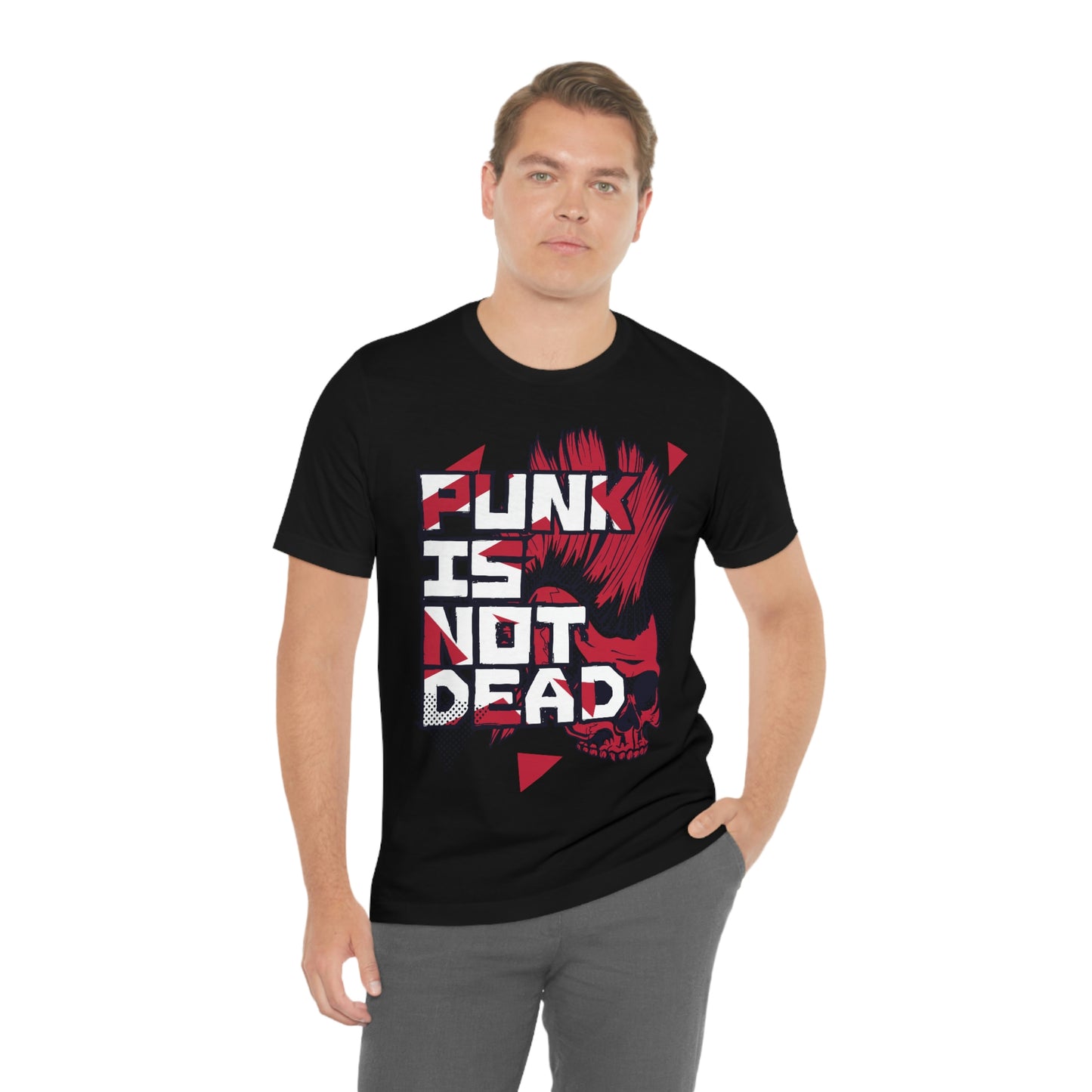 Punk Mohawk Skull, Punk Is Not Dead, Unisex Jersey Short Sleeve Tee