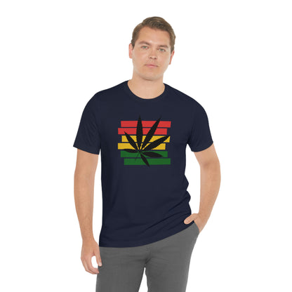 Pot Leaf With Classic Colors, Yellow, Green, Yellow, Unisex Jersey Short Sleeve Tee