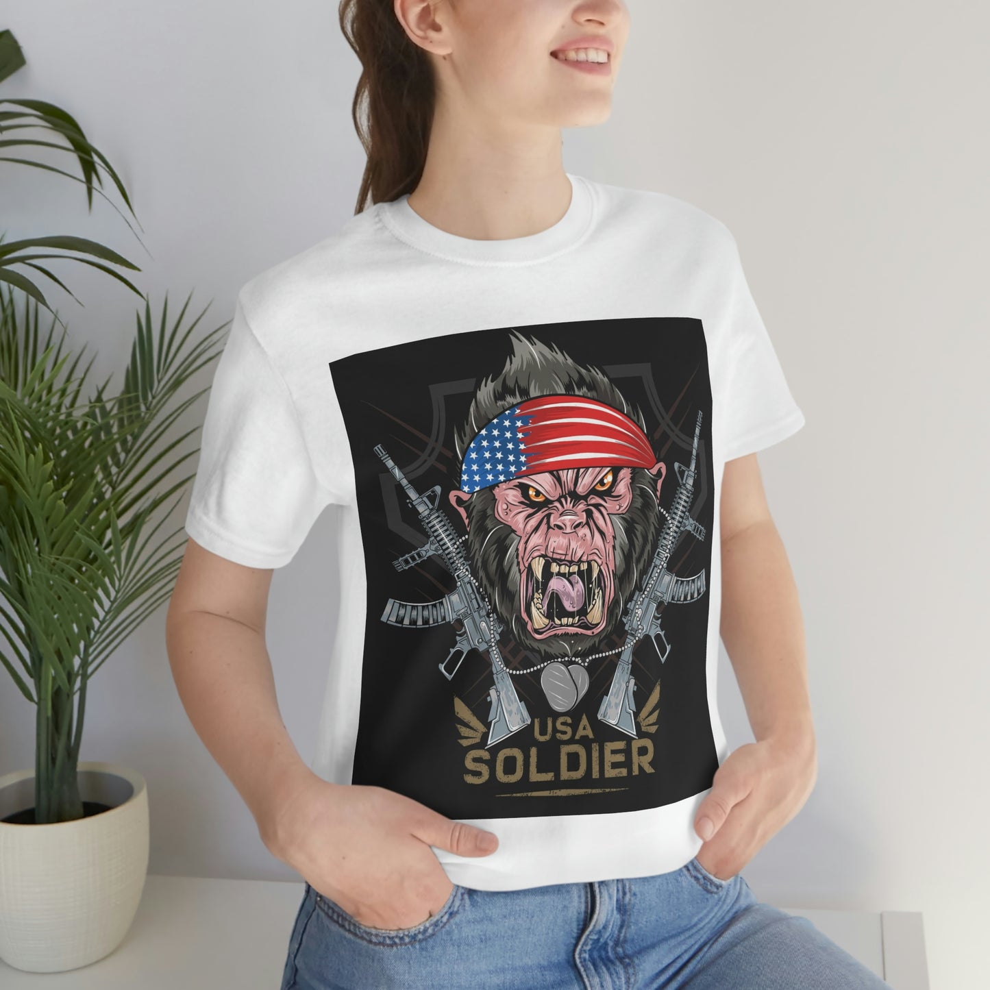 Angry Gorilla USA Soldier, Unisex Jersey Short Sleeve Tee