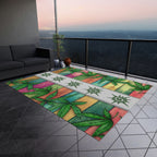 Beautiful Pink Blue Purple Multicolored 420 Weed Pot Marijuana Leaf Outdoor Rug