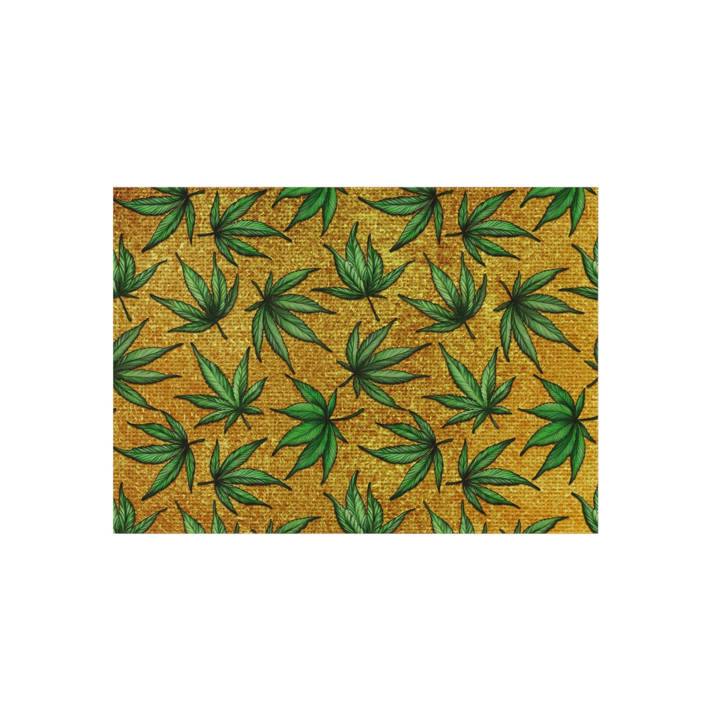 Gold And Green Marijuana Pot Weed Leaf With Gold Background 420 Outdoor Rug